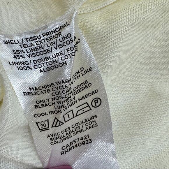 Loft Fluid Linen Blend Striped Wide Leg Crop Pants Yellow White Small Lined - Picture 12 of 16